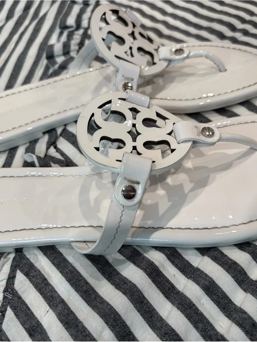Tory Burch White Miller Thong Sandals 9